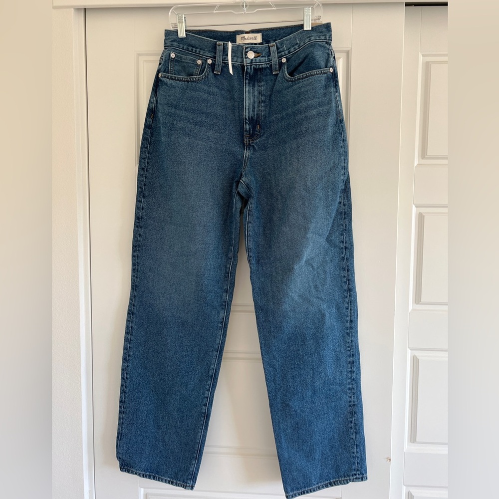 Madewell High Rise Baggy Straight Jeans Dark Wash Size 28 NWT